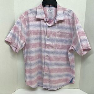 Tommy Bahama Sardinia Sea Camp Shirt Short Sleeve Size Large Chest Pocket Cotton